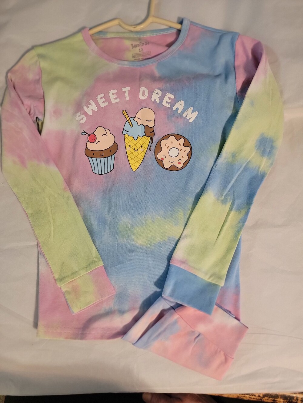 Kids Sweet Dream Tie-Dye Long Sleeve Pajama Top - Pastel